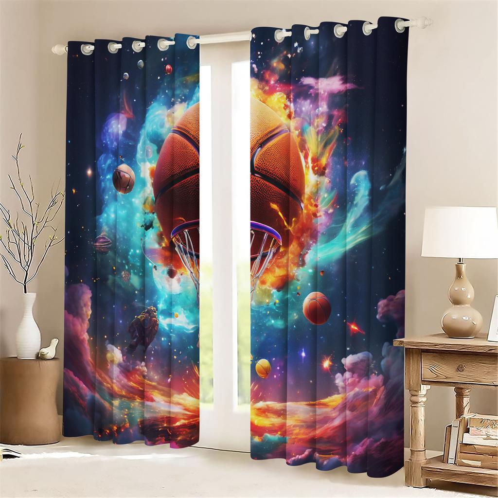 Cartoon Curtain Basketball For Boy 3D Print Bedroom Living Room Window Blackout Partition Style Home Decoration