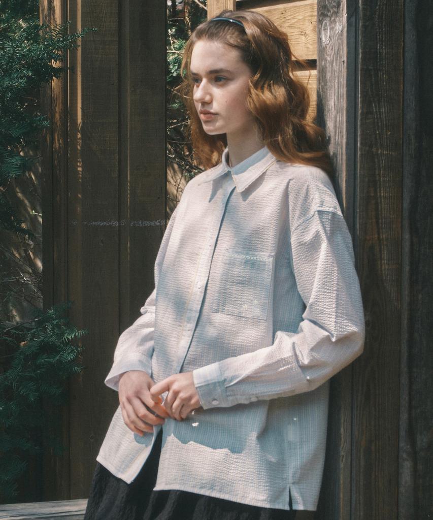 CGP (Women) Lace Detail Long Sleeve Shirt_Sky Blue