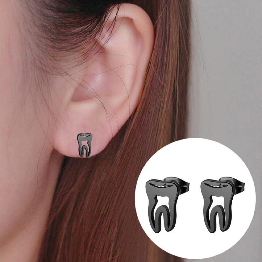 For Women Asymmetric Stud Earrings Stainless Steel Tooth Stud Earrings Doctor Nurse Accessories