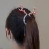 Yousheng Christmas Reindeer Hairpin Shiny Rhinestone Faux Pearl Ponytail Bun Holder Women Girl Bling Hair Accessories