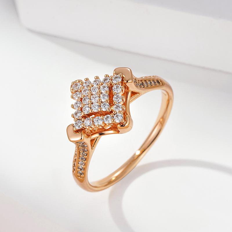 Luxury Full Paved Natural Zircon Women'S Ring  Rose Gold Unique Design Bride Wedding Jewelry Best Gift For Girls
