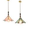 Home Garden LED Pendant Light Fixture Wood Copper Glass Lampshade Vintage Edison Bulb Hanging Lamp Restaurant Ceiling Chandelier