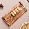 T02C!Wooden Tray With Metal Handles, Stylish Farmhouse Decor Serving Platters,For Food, Coffee Table, Parties, Restaurants