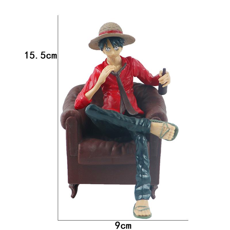 15cm OP Monkey D Luffy Action Figure Anime Luffy with sofa PVC Figurine Collectible Model Toys