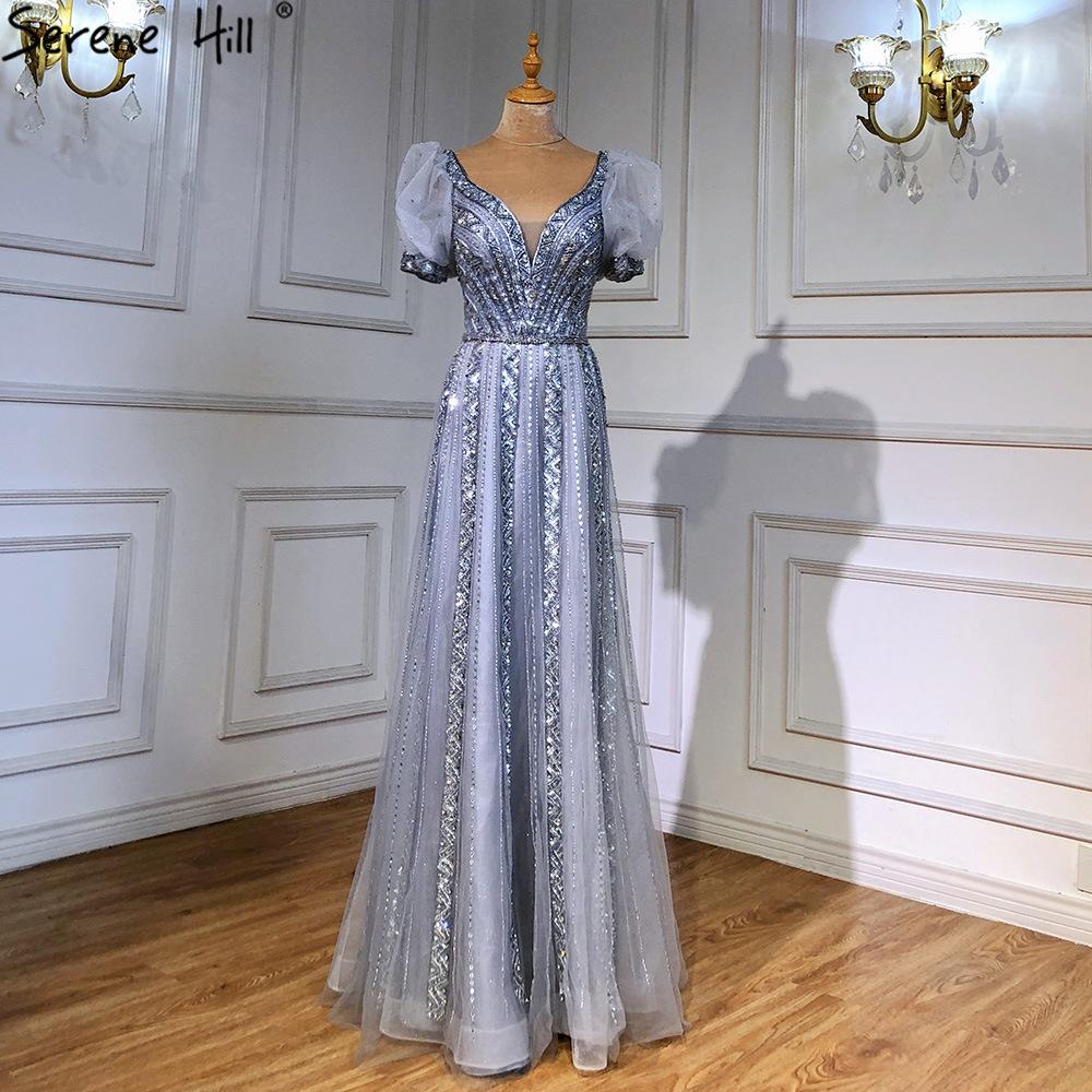 New bubble sleeves light luxury slim bride engagement toast dress high-end luxury host evening dress LA11111