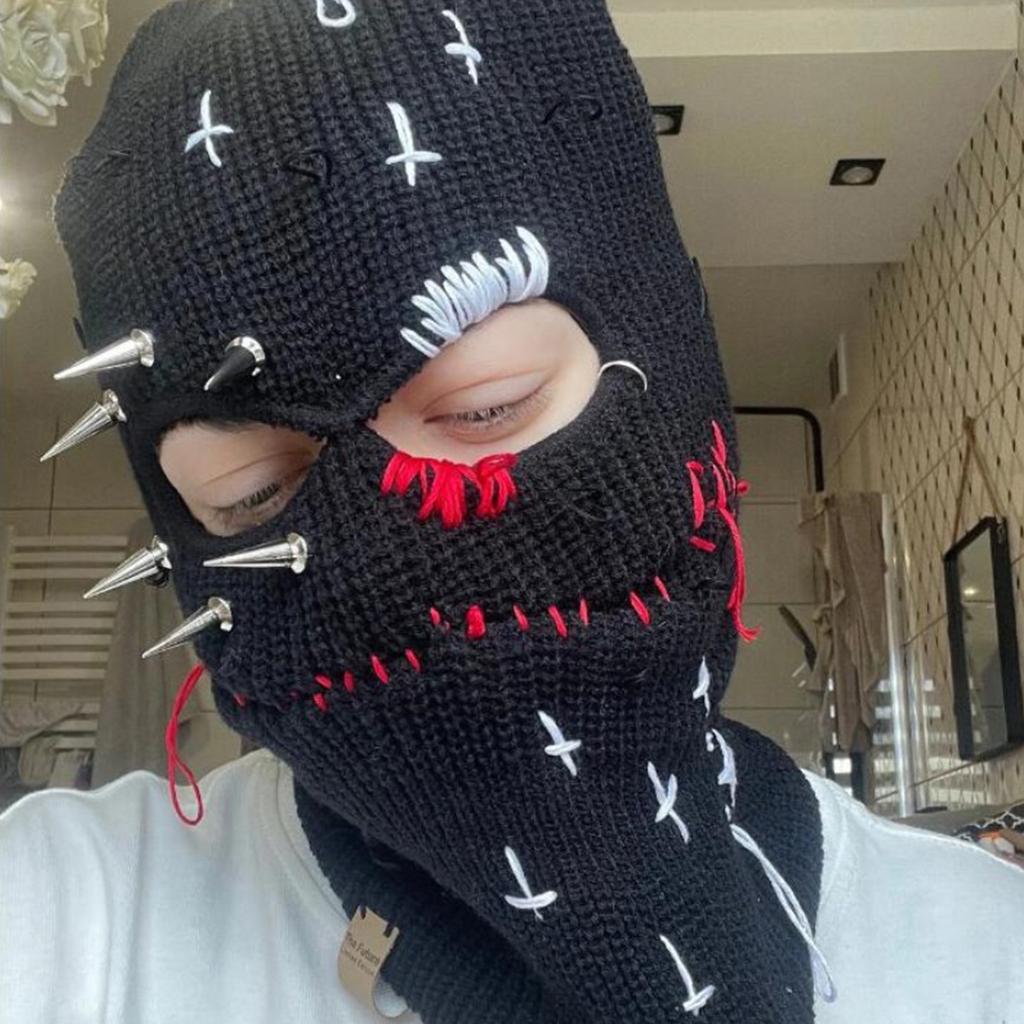 Rivet Beanie Funny Balaclava Balaclava Distressed Knitted Full Face Shiesty Mask Balaclava Scary Balaclava