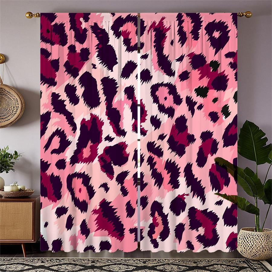 Rosa Leopardenmuster Vorhänge, Schlaufen-Vorhänge, Weihnachtsdekorationen, Tägliche Heimdekorationen, Zimmerdekorationen