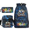 Cartoon Teacup Head Cuphead Student Backpack Oblique Span Bag Pencil Bag Primary And Secondary School Students Children'S Schoolbag Three-Piece Set