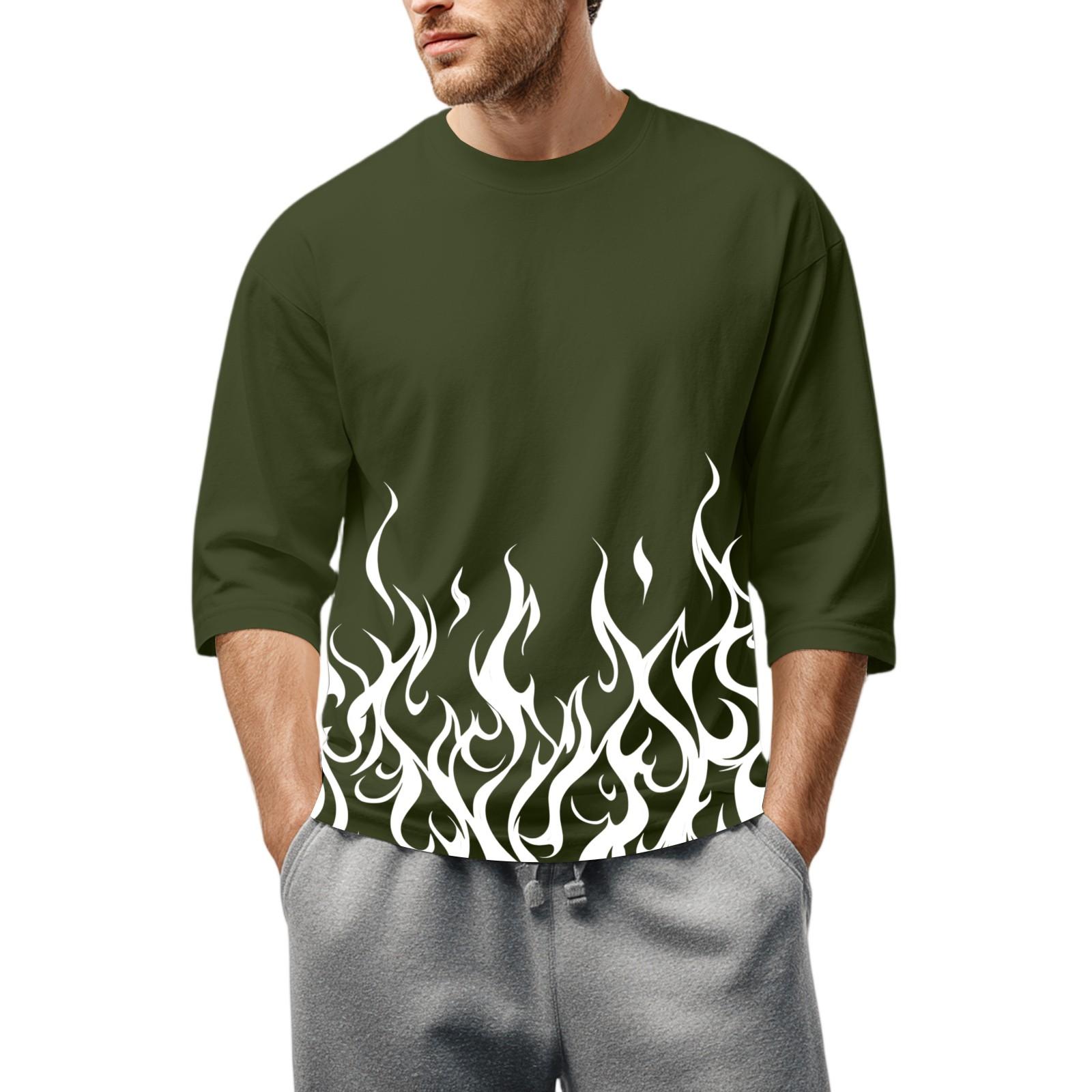 

Мужская повседневная модная футболка с круглым вырезом и рукавом три четверти M