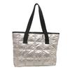Ladies Tote Handbags Large Capacity Cotton Padded Shopping Bag Rhombus Portable Handbag Quilted Solid For Leisure Travel