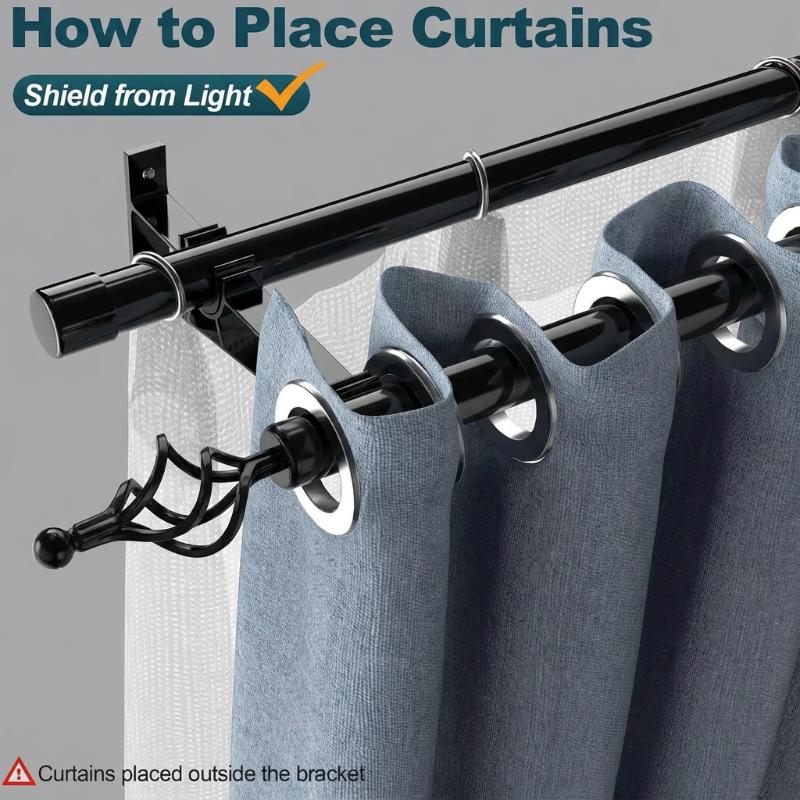 Extendable Metal Spiral Curtain Rod Set With Complete Accessories,Bracket Screws & Tox Thick 25/28Mm