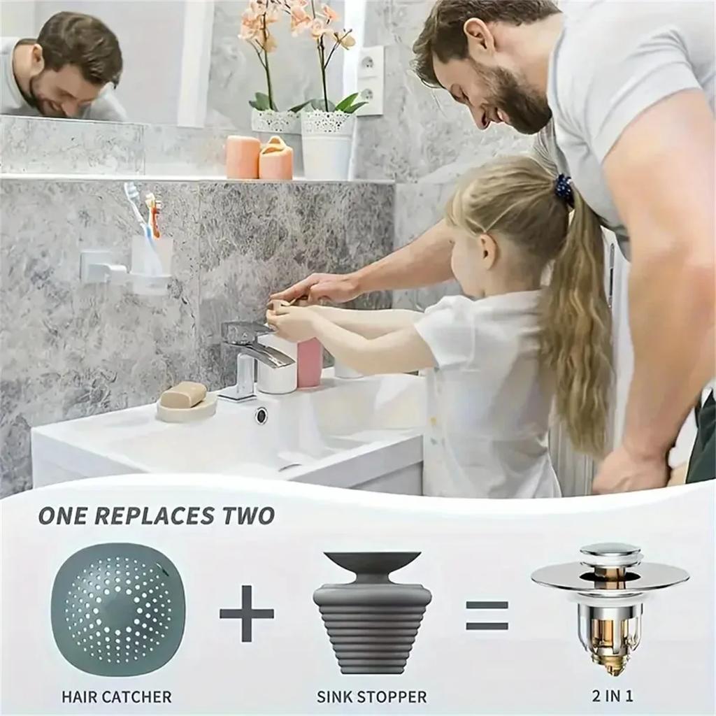 Universal Rebound Drain Plug Filter Household Bounce Core Push Type Drain Filter Kitchen Sink Bathroom Bathtub Plug Water Stop