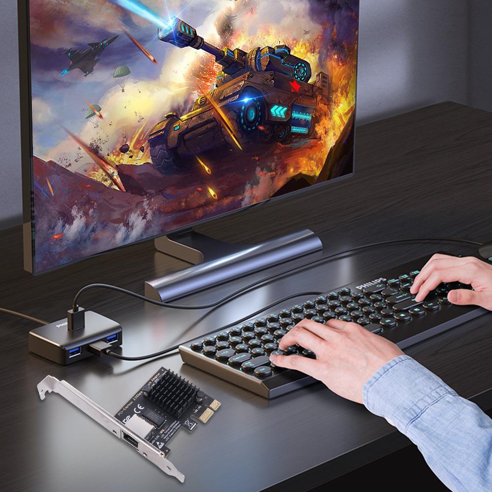 1/2/4 Port Express Ethernet LAN Adapter RJ45 NIC .25GB PCIe Network Card PCI Gigabit Ethernet Card Compatible with Windows Linux