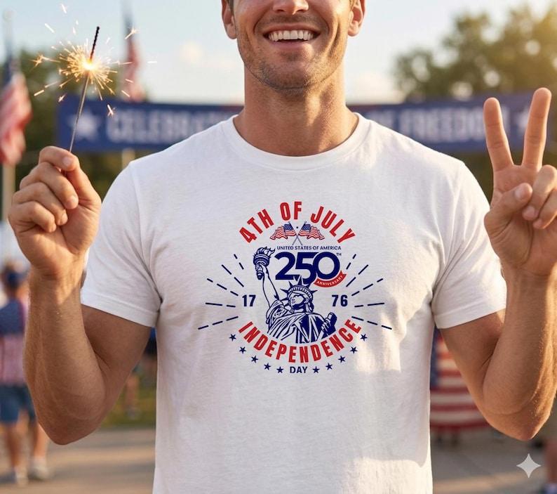 250th Independence Day Statue of Liberty 4th of July T-Shirt | 1776 USA Patriotic L