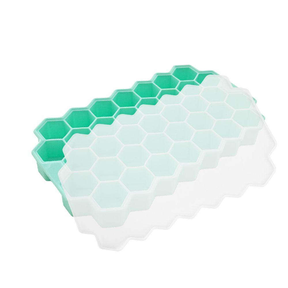 1PC 37Grid  Ice Tray Mold Food Grade Soft Silicone Ice Cube With Cover Honeycomb Washable And Reusable DIY Ice Maker Home Kitchen Tools