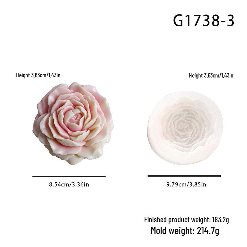 Peony Rose Silicone Candle Mold for Easy Demolding