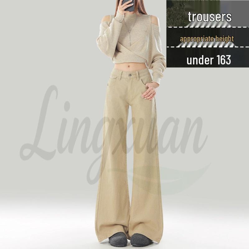 American Washed Khaki Micro-Flare Jeans - Women s 2026 Autumn/Winter Casual Collection XS