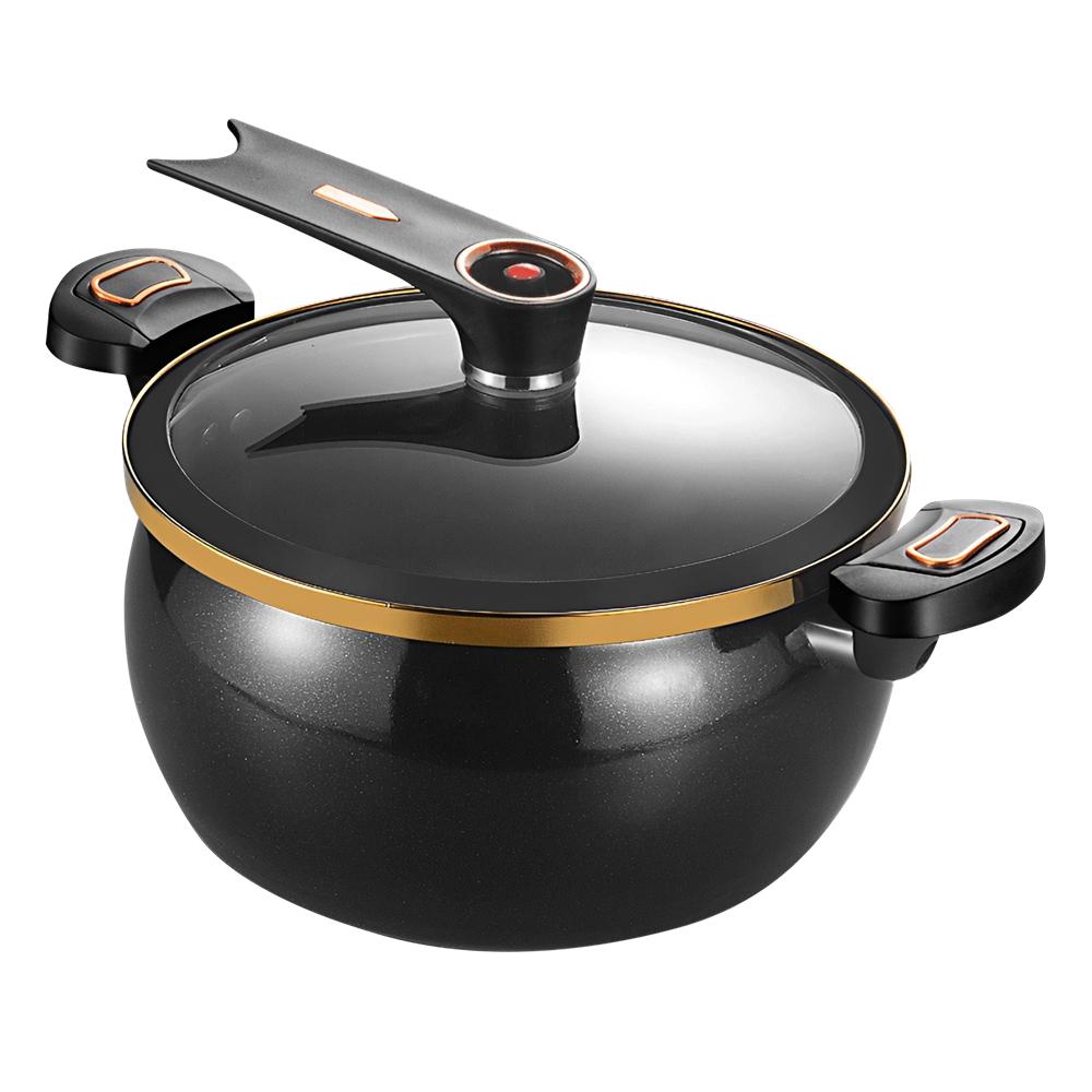 Суповарка-скороварка 8 л с прозрачной крышкой, многофункциональная микроскороварка для варки на пару, тушения, томления чёрный