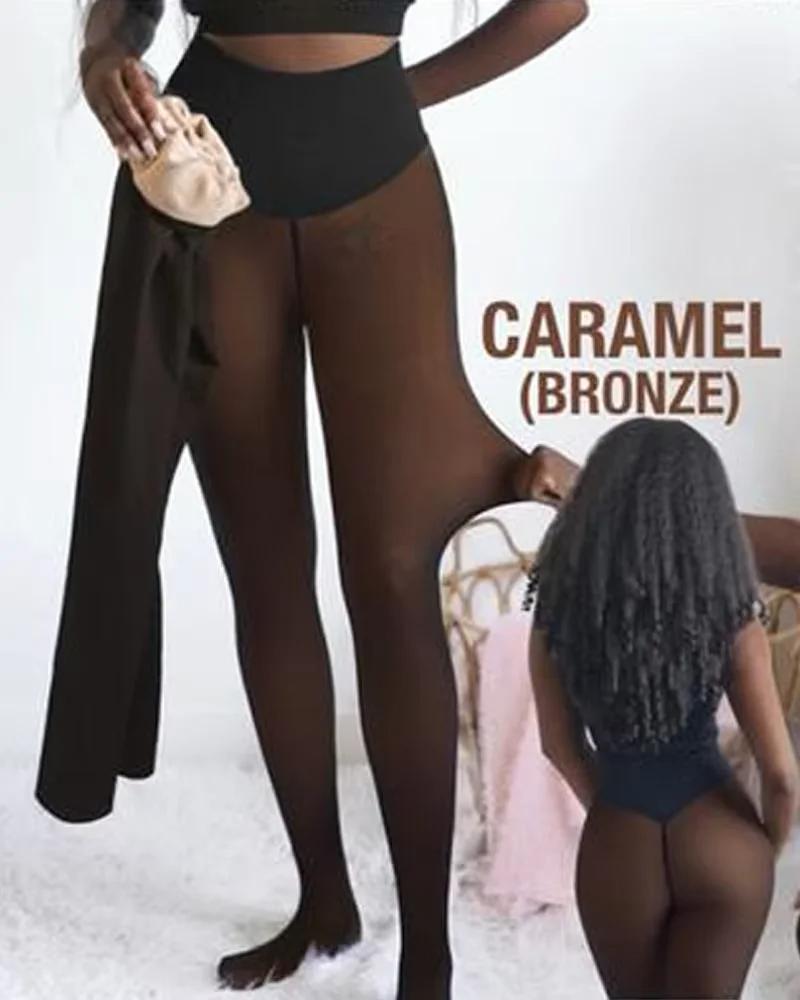 New One Seam Fleece Lined Tights Sexy Black Shaping Thermal Leggings Translucent Pantyhose Sheer Fleece Leggings Plus Size S