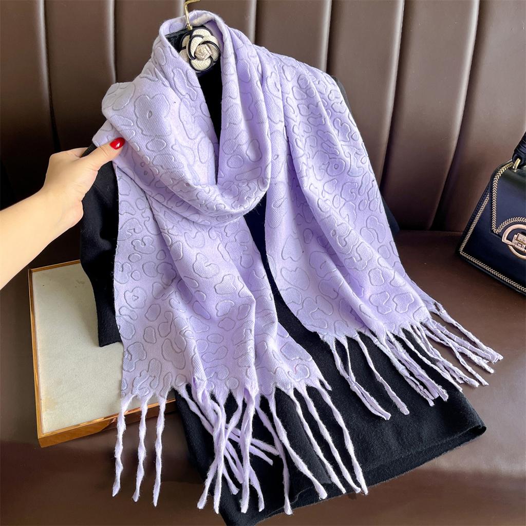 26Color Embossing Luxury Winter Warm Women Scarf Cashmere 30x180cm Shawls Thick Neck Scarves Hijab Wraps Tassls Pashmina