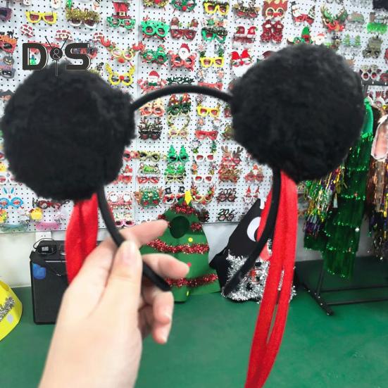 Wollknäuel-Stirnband mit rotem Band-Design, Haarband, Dutt-Design, Stirnband für Erwachsene und Kinder, Haar-Accessoires