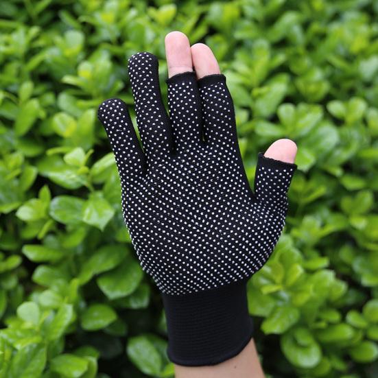 1 Pair Sports Gloves Fingerless Anti-slip Sun Protection Polyester Open Finger Fishing Tea Picking Gloves Outdoor Sports