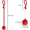Dww-Set of 2 (red) Curtain Tiebacks with Large Woven Cotton Ball, Handwoven for Outdoor Use