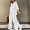 Two-Piece Outfit Oversized 45720 Sleeve Pullover Top And Wide Leg