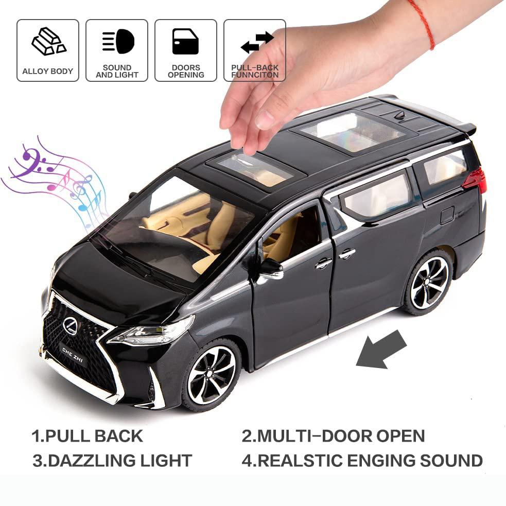 1/24 Scale Lexus LM300 Alloy Diecast Model Car To, Pull Back Metal Vehicle with Light and Sound for Kids Adults Gift Collection