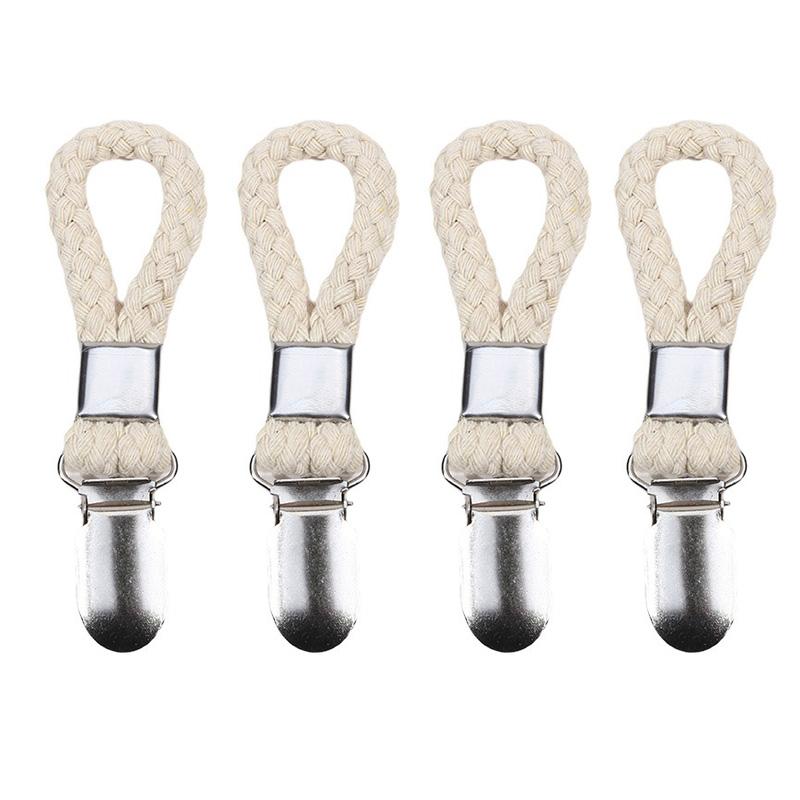 1/2/4PCS Multipurpose Braided Towel Clips Metal Clamp Bathroom Cotton Loop Cloth Hanger For Kitchen Home Storage