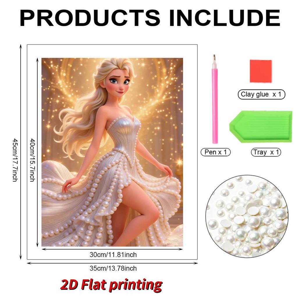Disney Pearl Painting Princess Elsa Gilt White Dress Creative Art 5D Exquisite Landscape Sparkling Painting Craft Home Wall DecorationDIYHandmadeGift