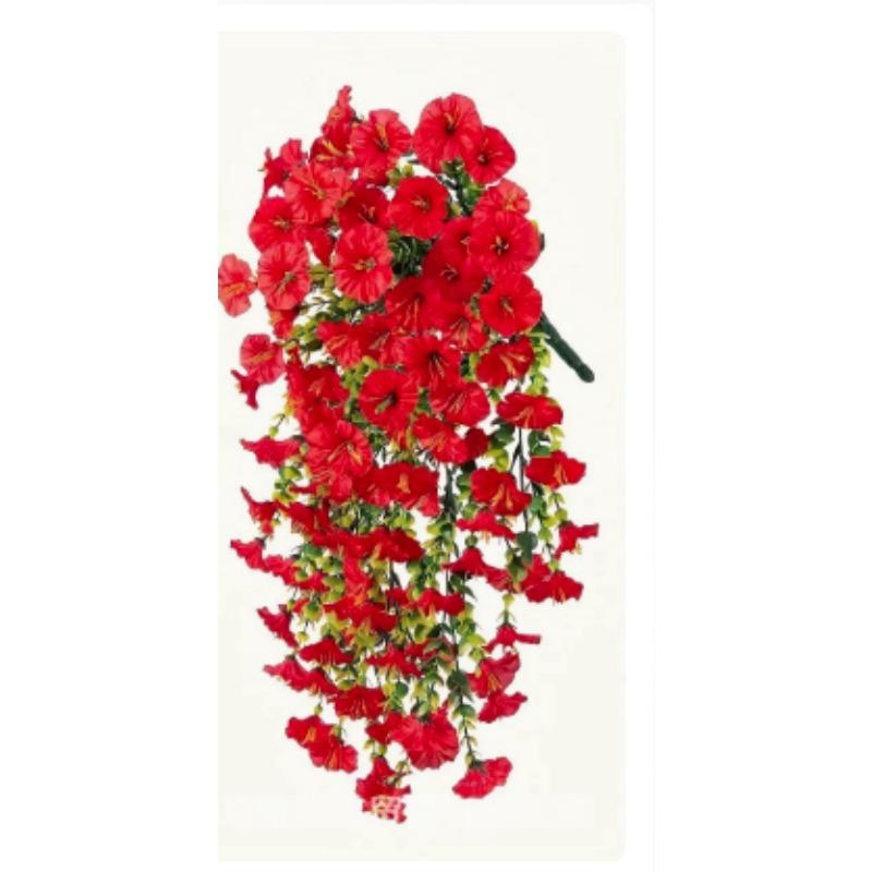 Artificial Hanging Flowers Plants Faux Silk Purple Morning Glory Long Vines UV Resistant Realistic for Garden Balcony Decor