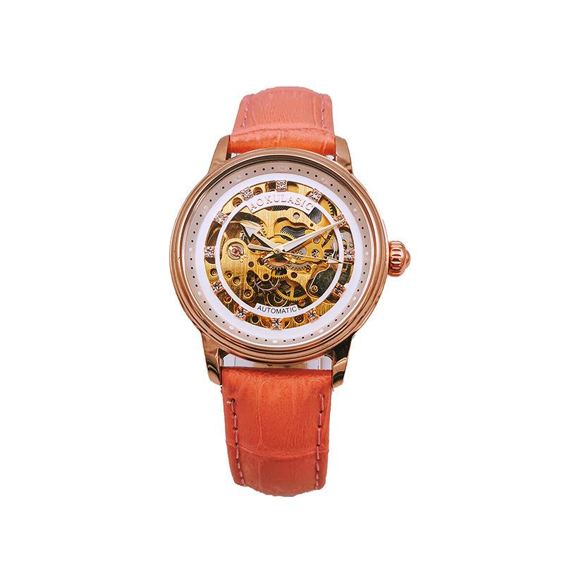 Hohles Diamant-Set Automatische Mechanische Uhr Damen Mode Einfache Leuchtende Wasserdichte Uhr Damen Gezeiten