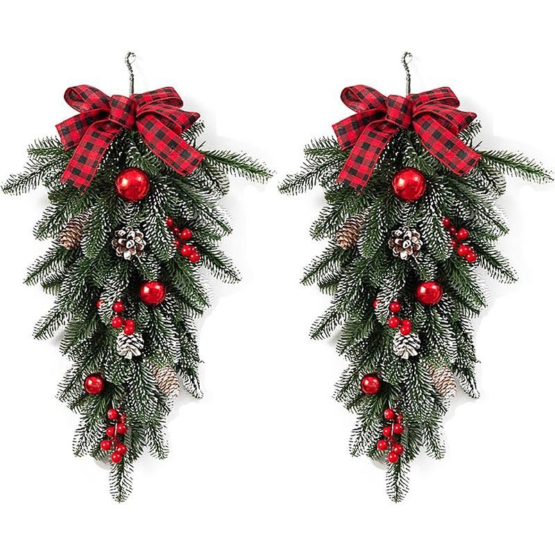Christmas Flocking Wreath Floor Hanging Staircase Wreath Decoration Pendant Christmas Interior Nordic Home Scene Arrangement