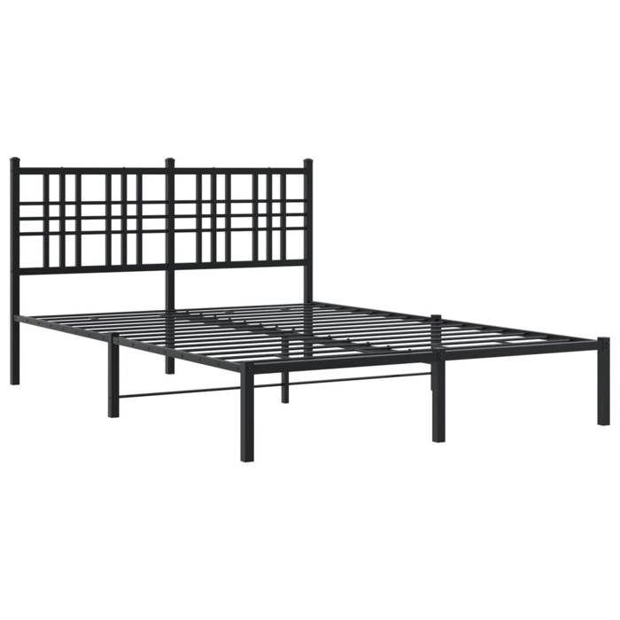VidaXL Metal Bed Frames with Headboard, Double Bed with Slats and Legs, Indoor Bedroom Adult Bed, 376322