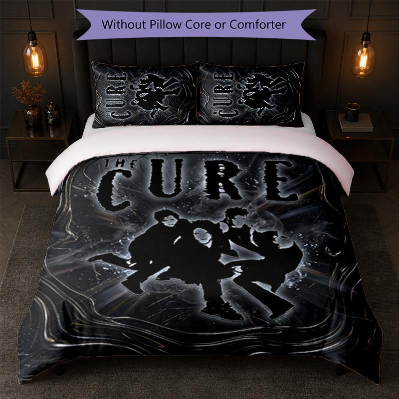 The Cure Print 3Pcs Bedding Set Duvet Cover With Two Pillowcases Soft Bed Linen For Household Bedroom