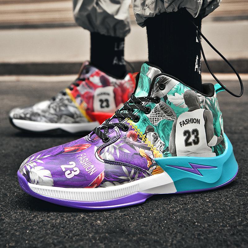 

Мужские баскетбольные кроссовки, высокие спортивные кроссовки для тренировок, повседневные, для бега, нескользящие, размер 37-45 45 разноцветный