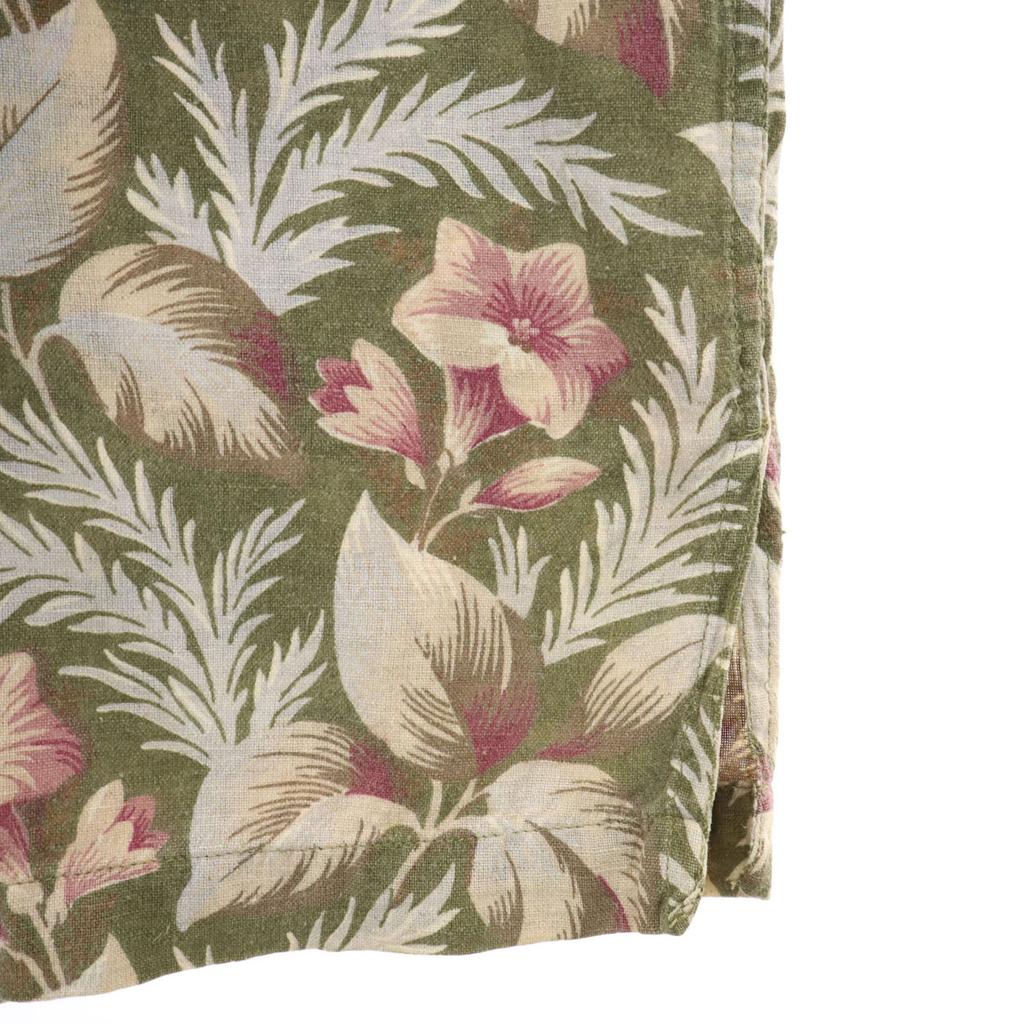 American Eagle Outfitters 90s Linen Blend Old Floral Five-quarter Sleeve Open Collar Shirt Men's Used