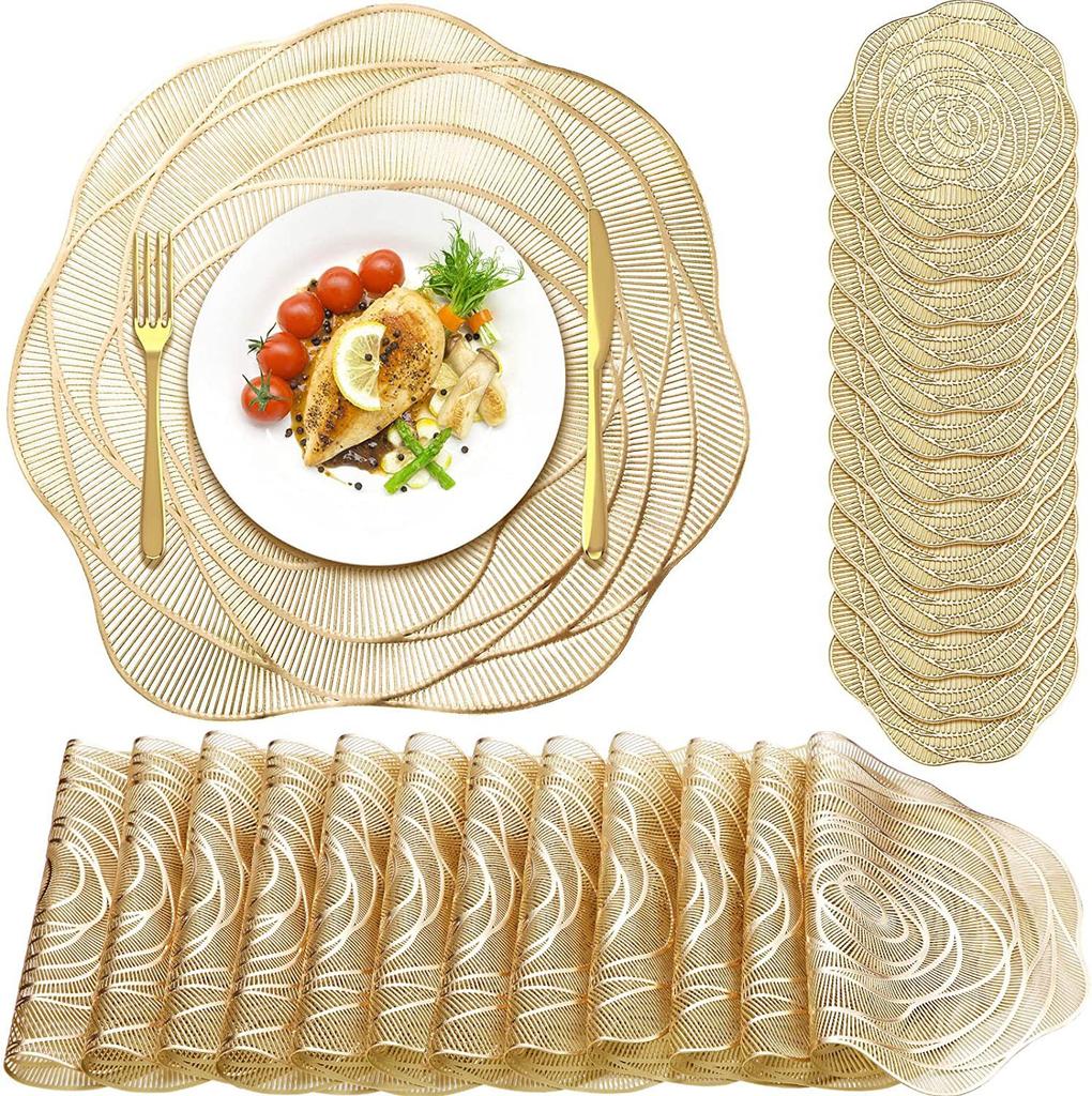 Horký prodej Podložka pod jídlo s růžemi, Izolační podložka, Lehký luxus, Horká zlatá podložka pod hrnek, Měkká PVC dekorace, Podložka na stůl, Podložka pod talíř na párty