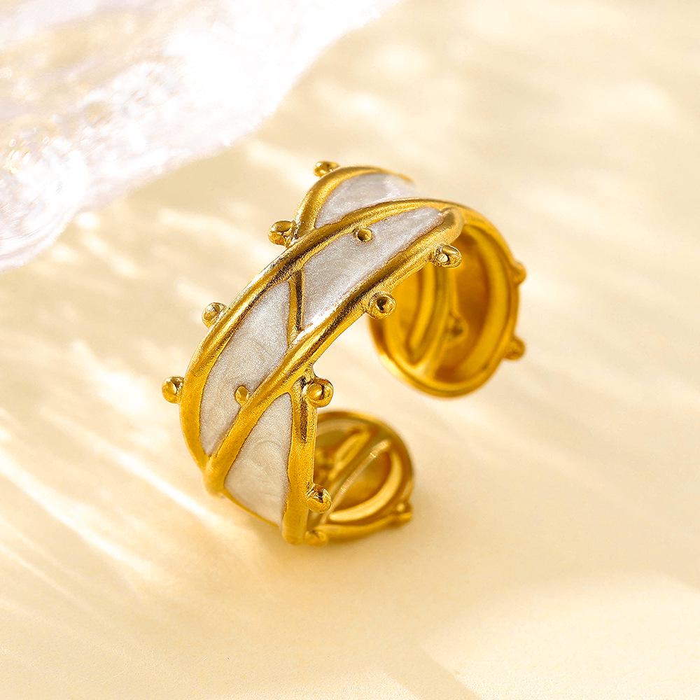 Геометрическое регулируемое кольцо из нержавеющей стали 18K для женщин Adjustable белого золота