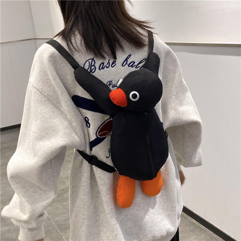 Penguin Cartoon Kids Backpack With Breathable Nylon And Animal Pattern For Preschool Children