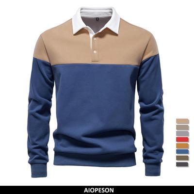 New Spring Men's Cotton Blend Sweatshirt Business Casual Style Long Sleeve Patchwork Sweatshirt for Men