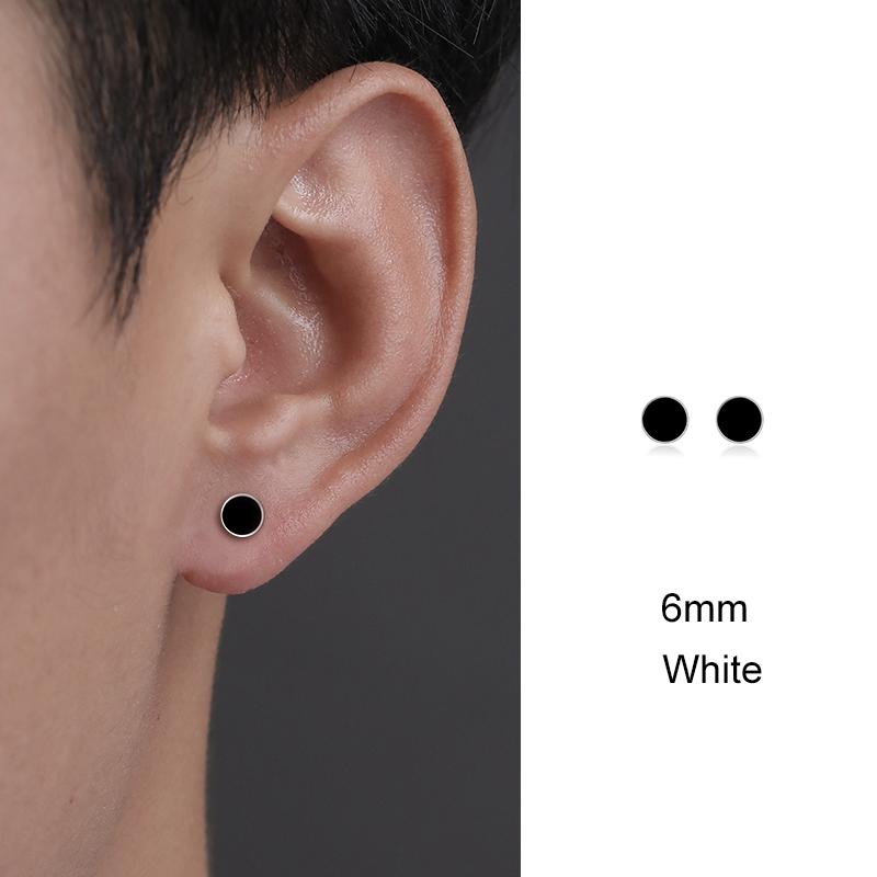 Trendy HipHop Titanium Steel Round Men's Stud Earrings Hippie Stainless Steel Black Drip Earings for Men Couple Piercing Jewelry