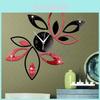 Clock 3d Lotus Diy Art Acrylic Mirror Wall Sticker Tv Backdrop Home Decoration