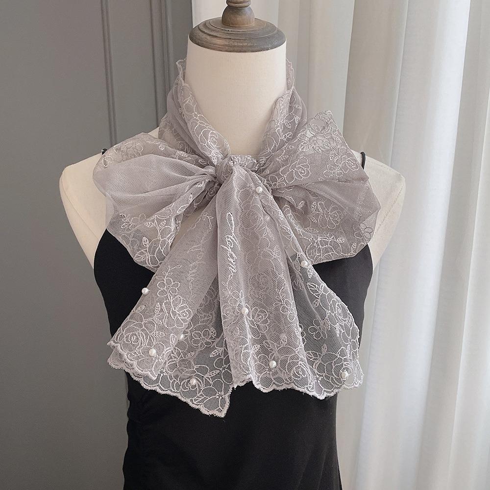 Soft Small Long Scarf Spring Summer Women Lace Shawl Sweet Thin Silk Scarf Neck Protection