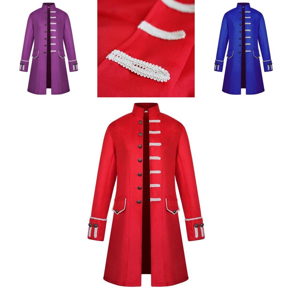 Medieval Men Renaissance Steampunk Jacket Gothic Retro Uniform Coat Windbreaker