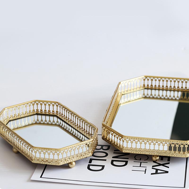 1PC Metal Cosmetics Trays Octagonal Versatile for Accessories Jewelry Tray Elegant Tray Organizer Jewelry 2 Sizes