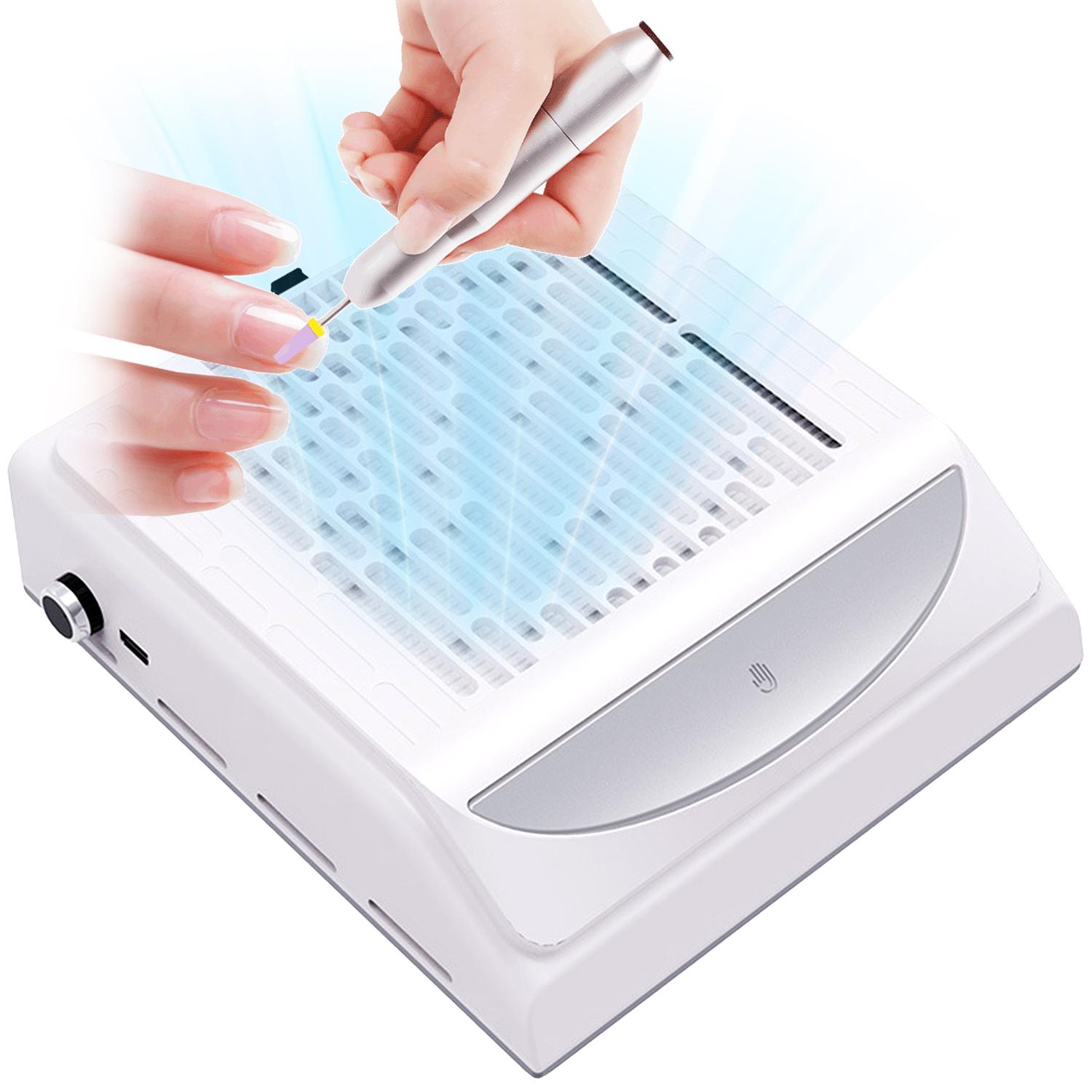 

100W Powerful Nail Dust Collector For Manicure Nail Vacuum Cleaner With Fitter Nail Dust Fan For Manicure Salon Equipment EU plug белый