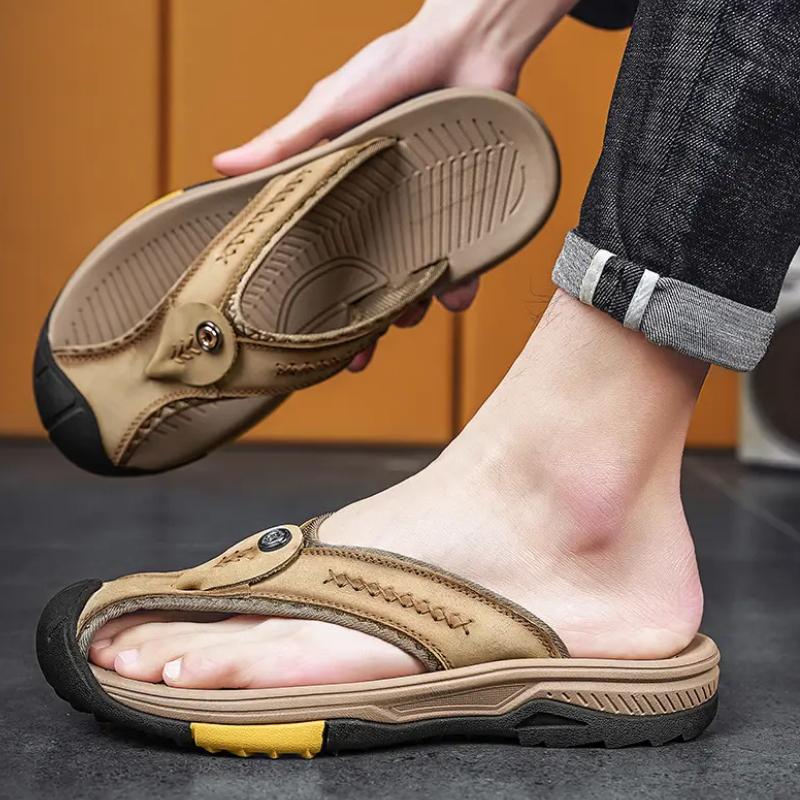 Men Sewing Flip-flops Daliy Summer Retro Casual Slippers Non-slip Wear-resistant upper Sandals Comfortable Shoes Chaussons Homme