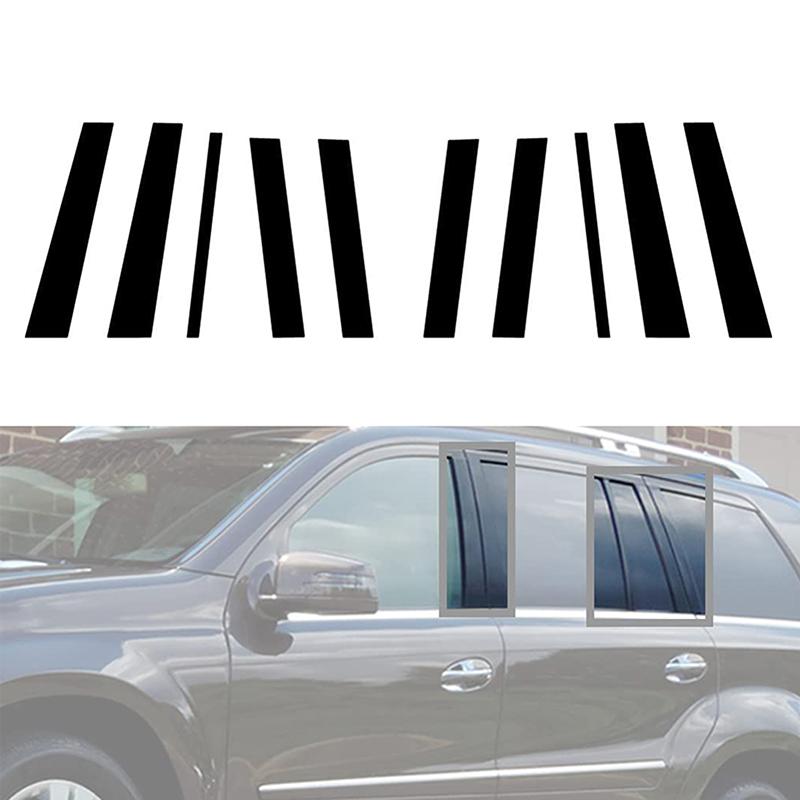 10pcs/set Car Mirror Door Window Pillar Posts Trim Cover Black Decorative Sticker Accessories for Mercedes Benz GL-Class X164 2006-2012